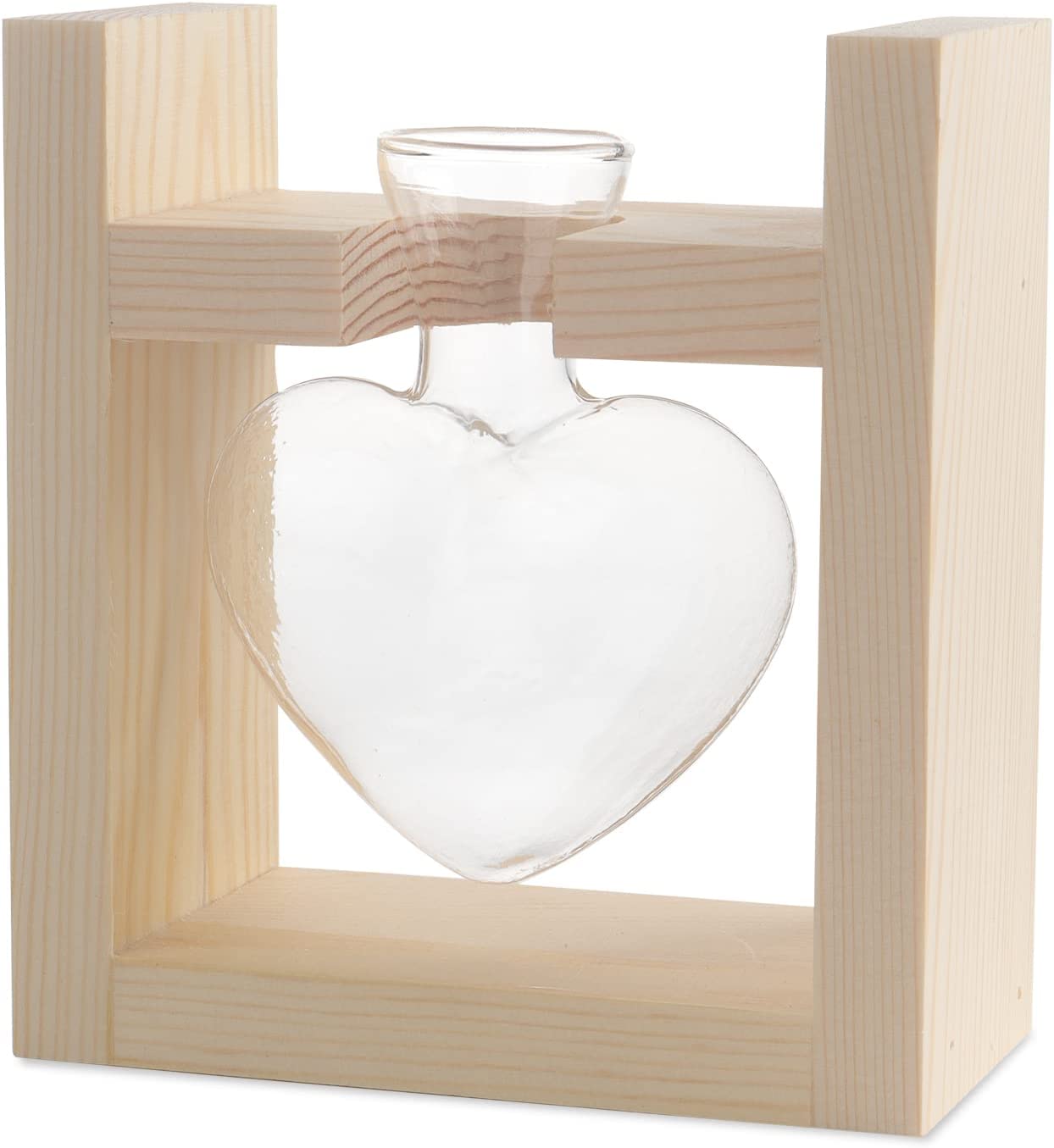 Heart shaped table top clear glass vase