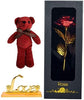 24K Gold Artificial Rose Flower with Cute Teddy