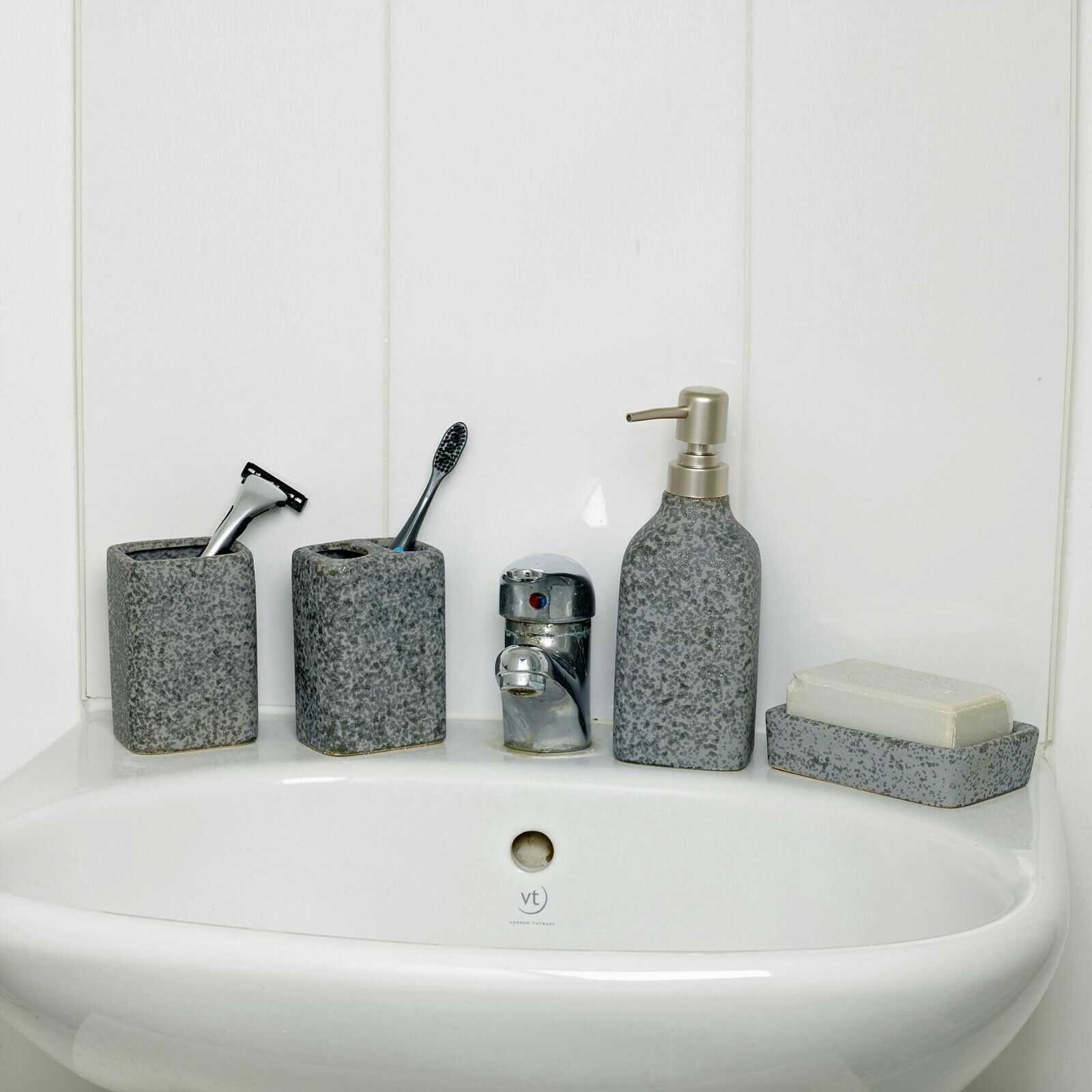 4 Pcs Bathroom Accessory Set Marble