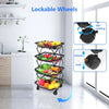 4 Tier Vegetable Rack,Stackable Veg Fruit Storage Basket on Wheels,Kitchen