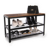 3 Tier Shoe Rack Bench Industrial Style Wooden Shoe Storage Bench & Seat